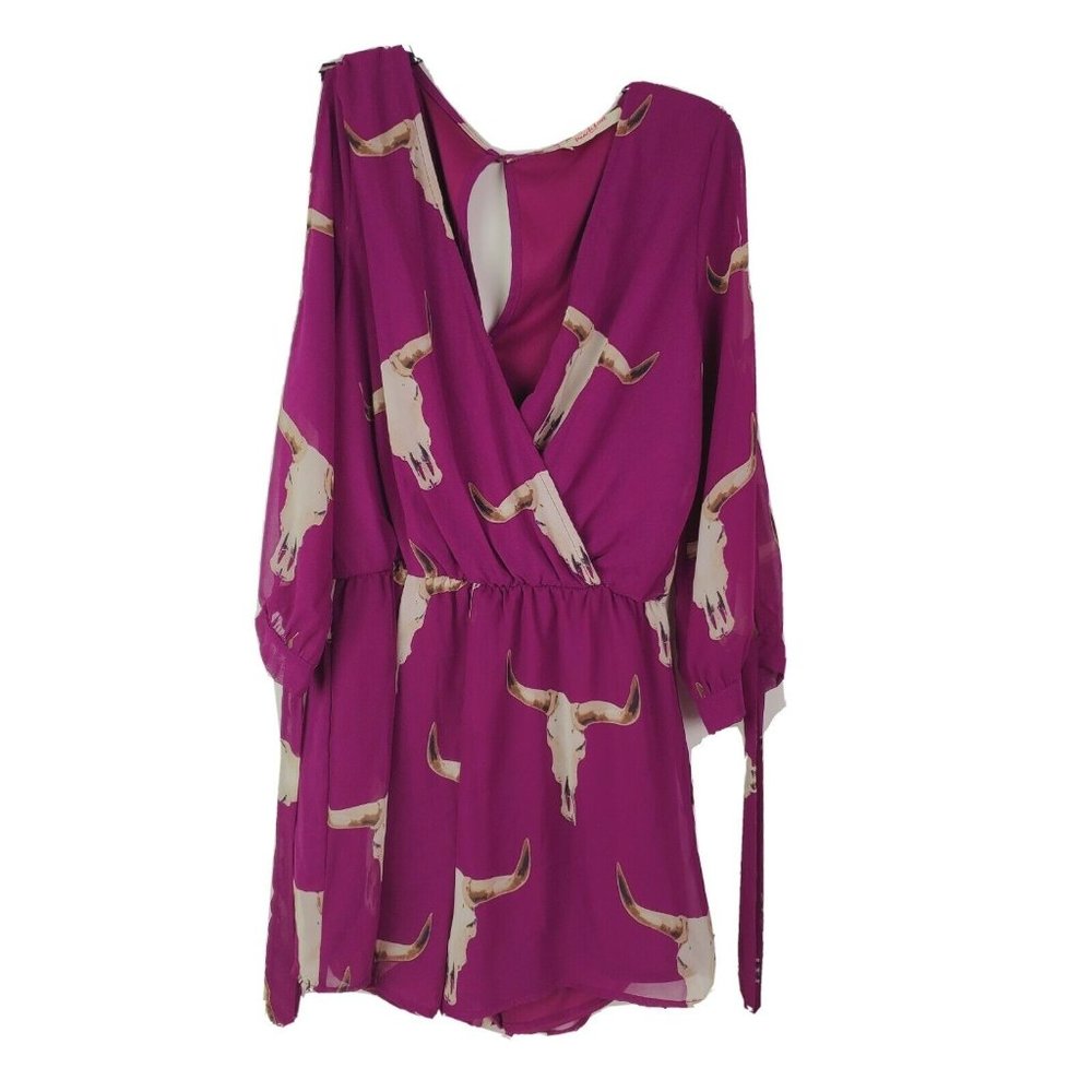 Peach Love California Longhorn Purple Short Romper